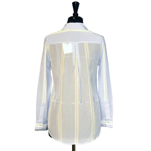 B0 NWT FRANCES AUSTEN The Stripe Button Down Halogen Blue/White Blouse Sz S $185 - Picture 4 of 7